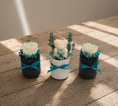 Trio roses et ourson parfumés