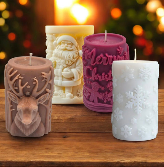 Lot de 4 Bougies de Noël décoratives